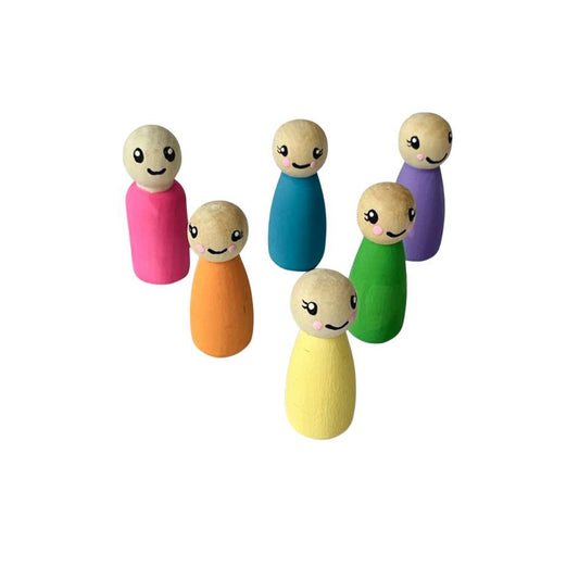 Hand Painted Wooden Peg People